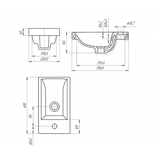 Раковина мебельная Церсанит Como 40 S-UM-COM40/1-w белая